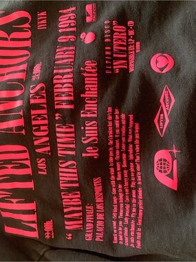 Black Sweatshirt with Bold Pink Graphic Text